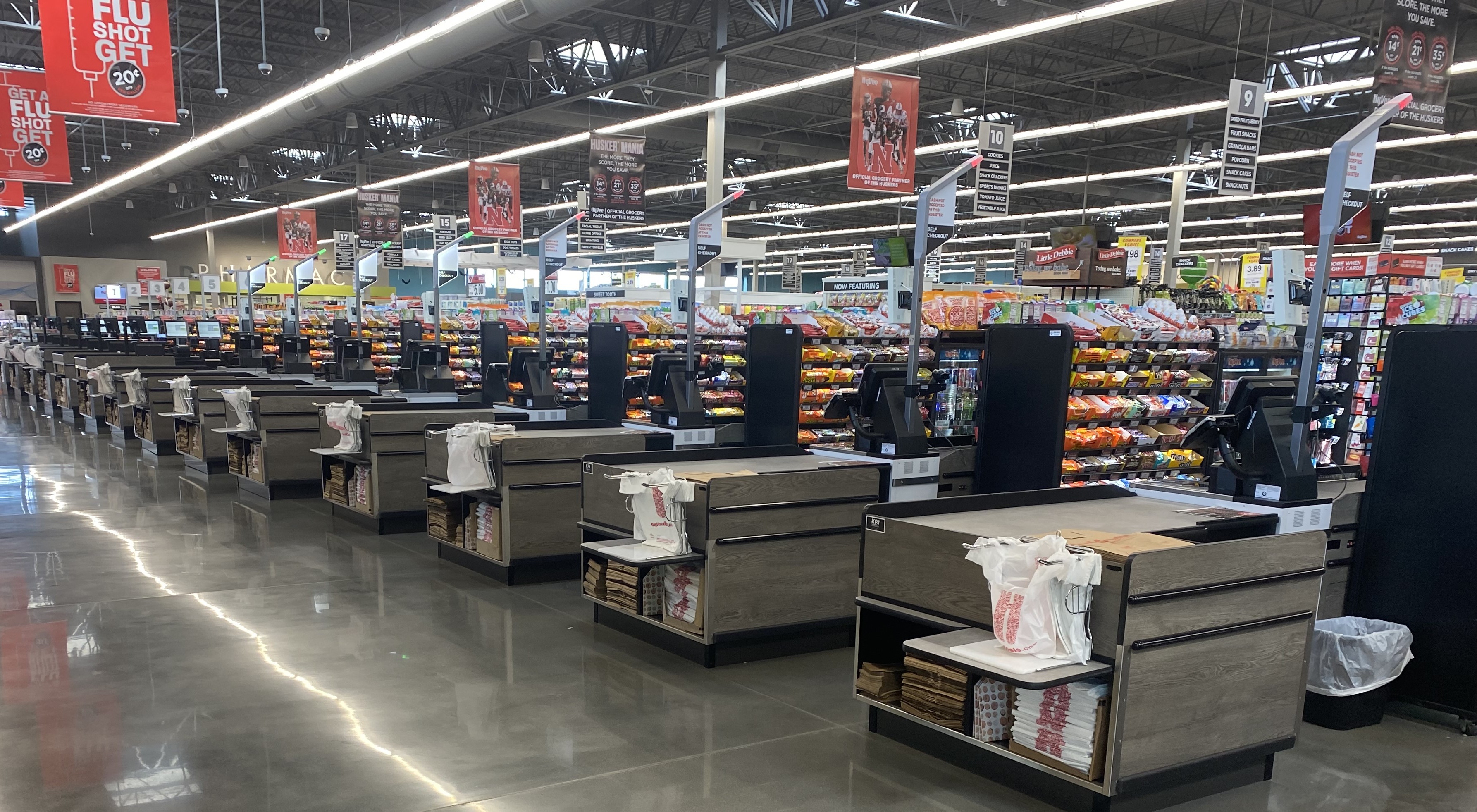 Store fixtures including checklanes and counters